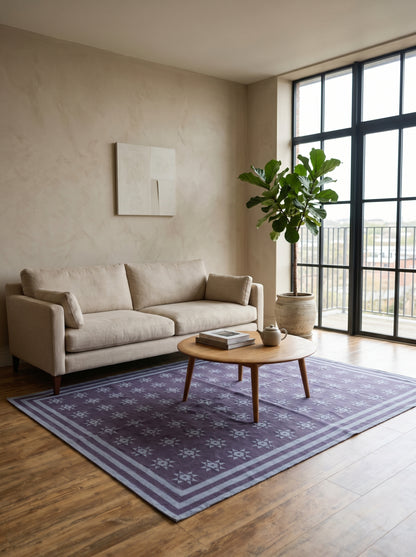 Mauve Lavender Geometric Starburst Area Rug