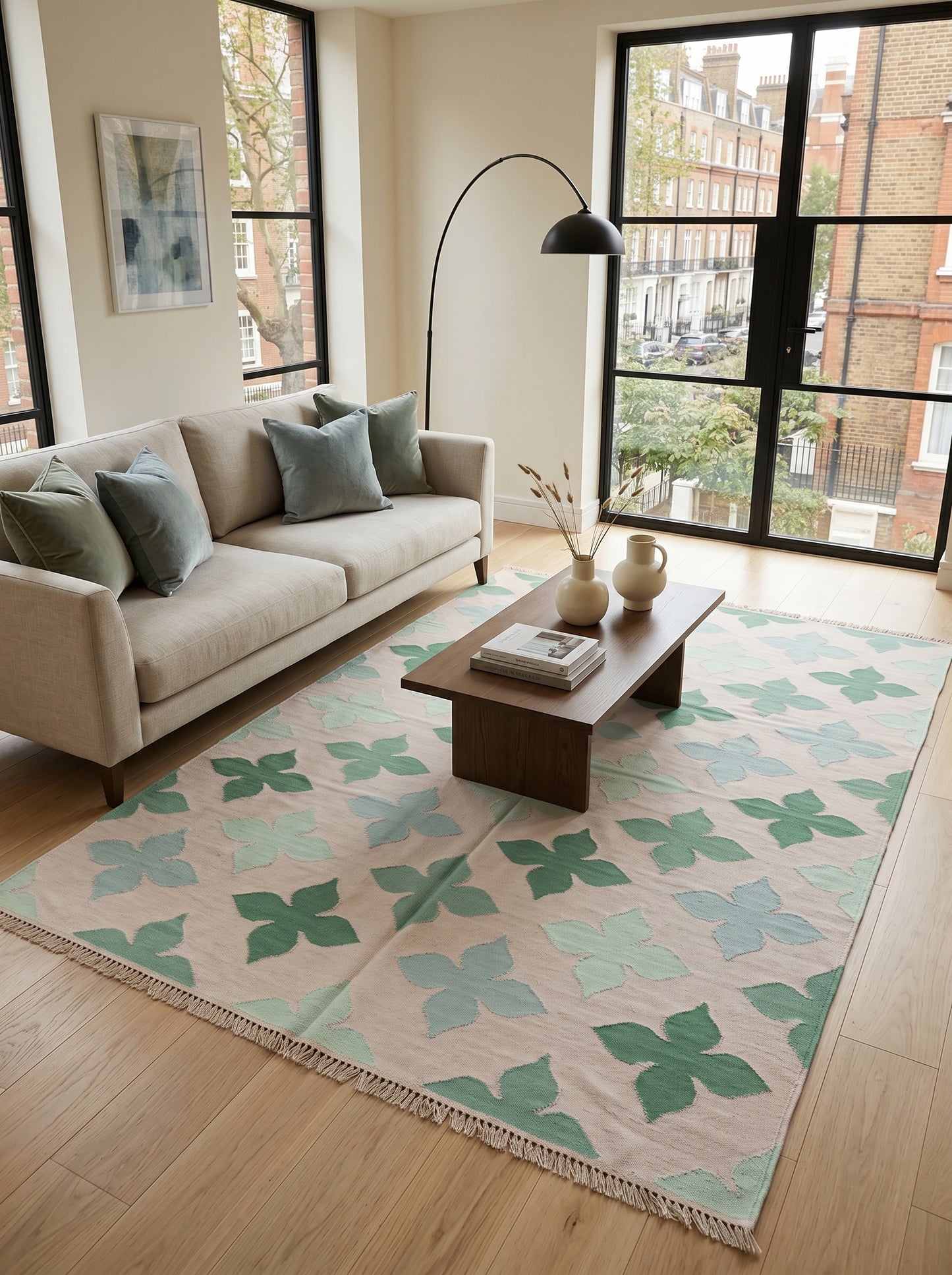 Muted Pink and Mint Green Flat Weave Rug Aesthetic Grandmillennial Home Decor Rug