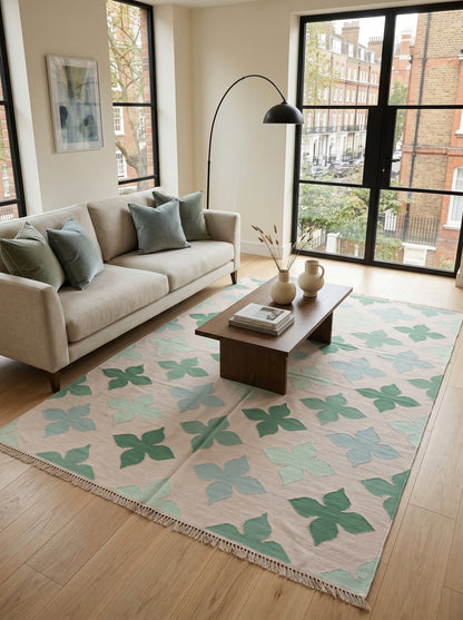 Muted Pink and Mint Green Flat Weave Rug Aesthetic Grandmillennial Home Decor Rug