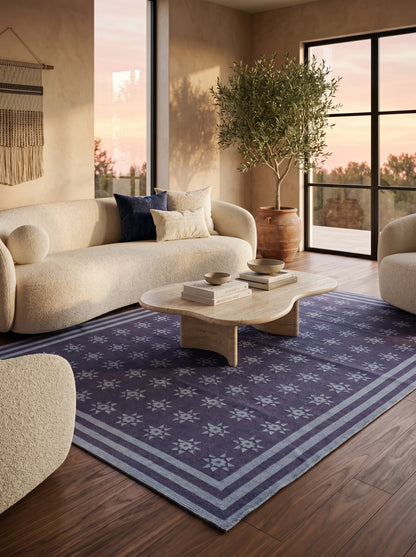 Mauve Lavender Geometric Starburst Area Rug