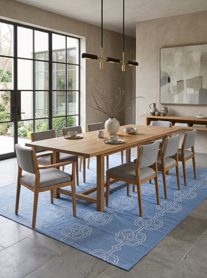 Modern Interlocking Cornflower Blue Geometric Area Rug