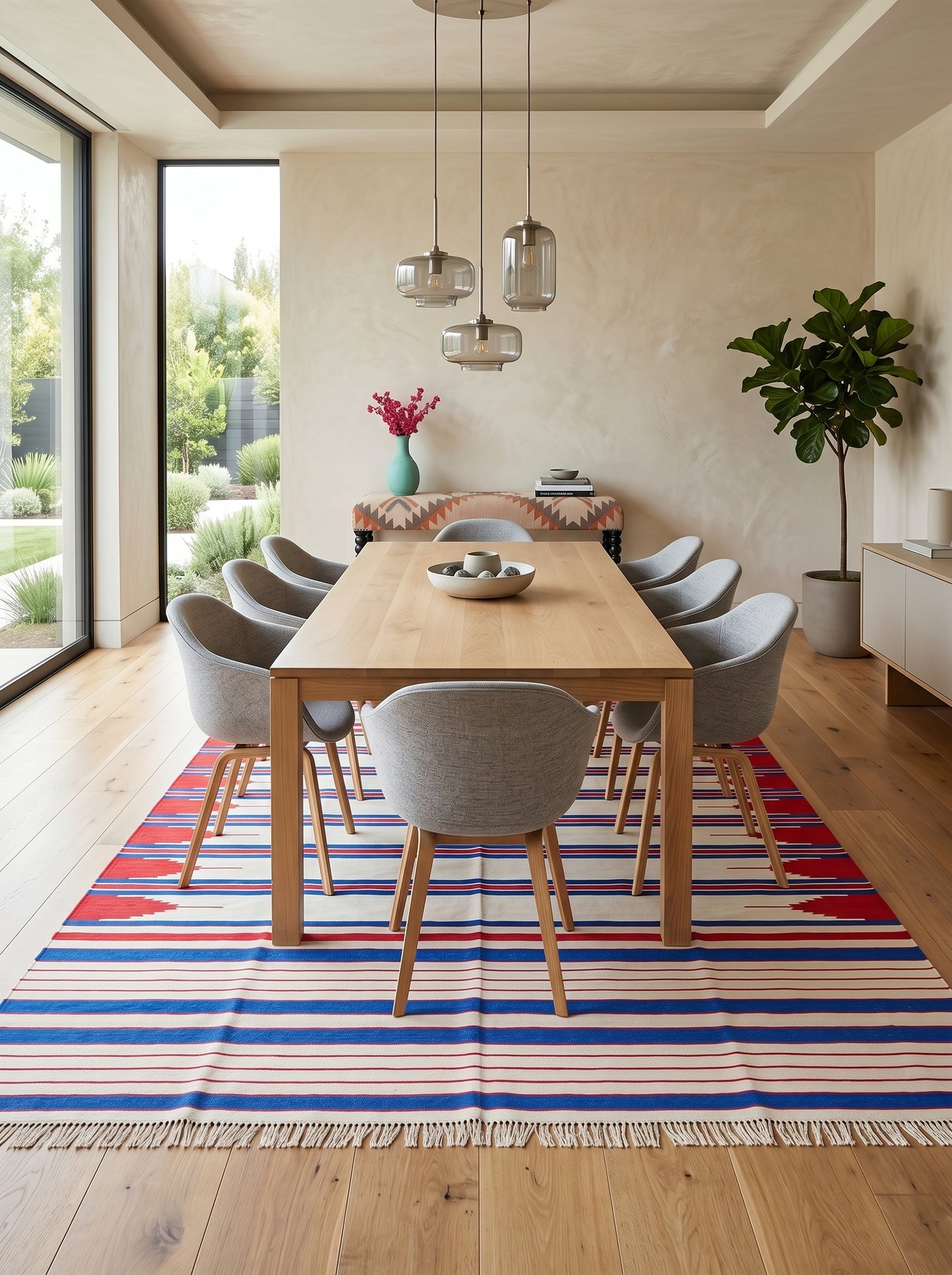 Horizontal Stripe Americana Floor Rug for Living Room Bedroom