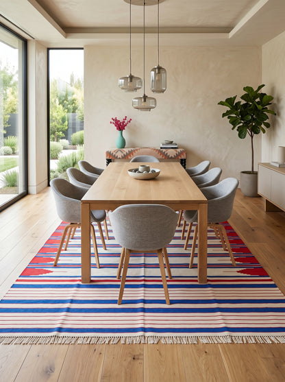 Horizontal Stripe Americana Floor Rug for Living Room Bedroom