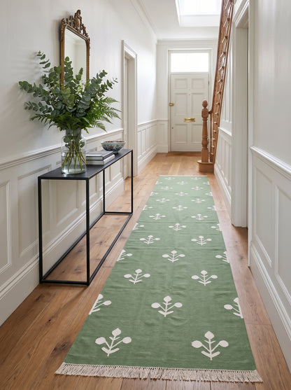 Sage Botanical Minimalist Floral Pattern Area Rug