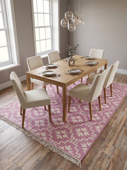 Mauve Labyrinth Contemporary Dusty Pink Geometric Flatweave Area Rug