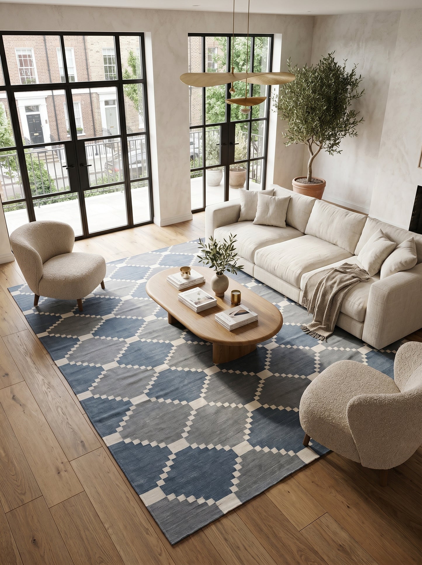 Pixel Diamond Lattice Geometric Flatweave Rug