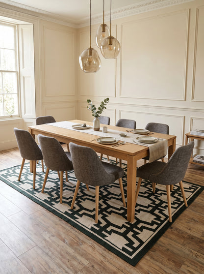 The Emerald Maze Handwoven Cotton Dhurrie rug