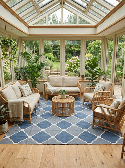 Pixel Diamond Lattice Geometric Flatweave Rug