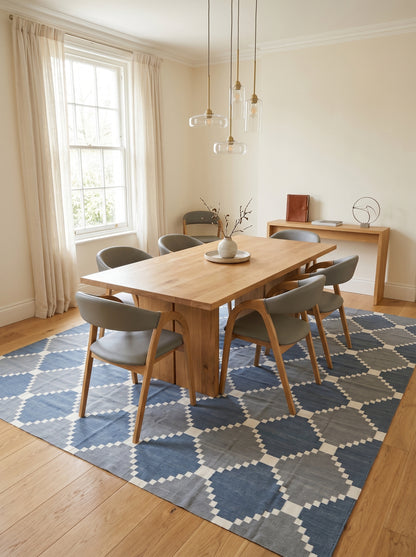 Pixel Diamond Lattice Geometric Flatweave Rug