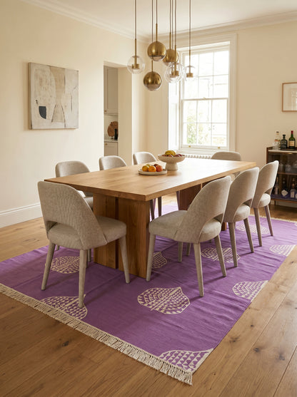 Orchid Bodhi Vibrant Lavender Purple Geometric Leaf Flatweave Area Rug