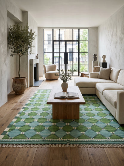 Caspian Harlequin Caspian Handwoven Cotton Dhurrie Rug