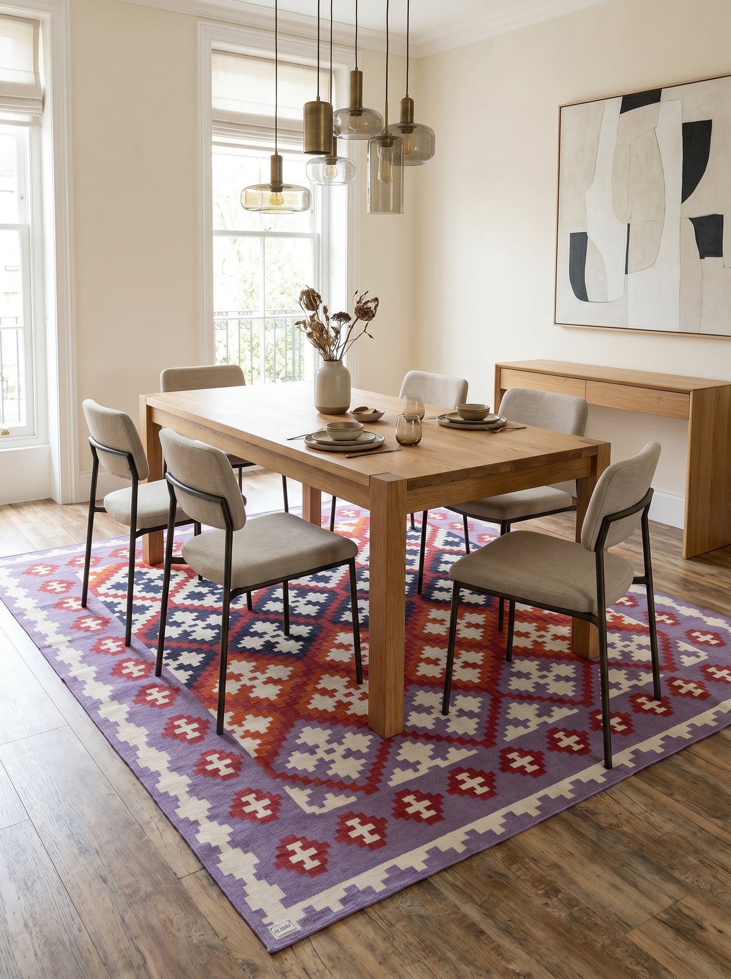 Sunset Ombre Tribal Cross Pattern Area Rug for Living Room Rug