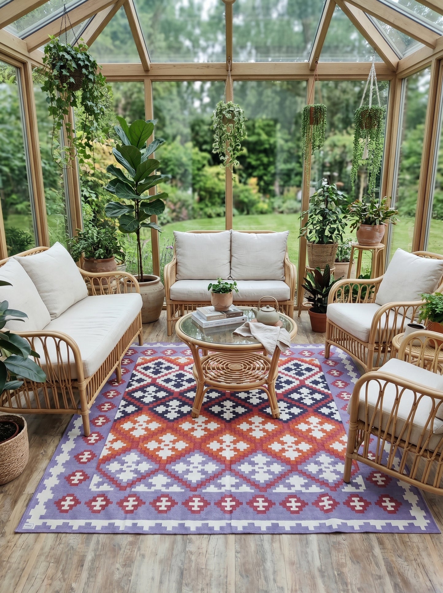 Sunset Ombre Tribal Cross Pattern Area Rug for Living Room Rug