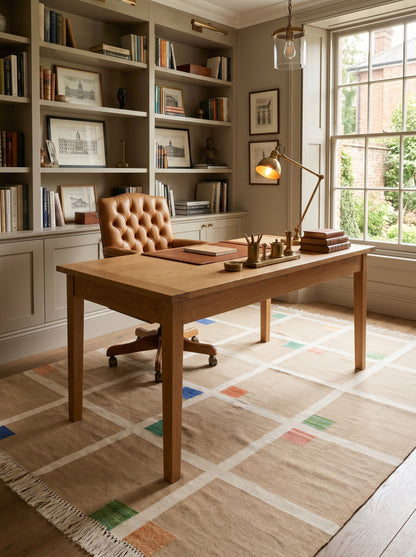 Bauhaus Grid Contemporary Neutral Windowpane Flatweave Area Rug