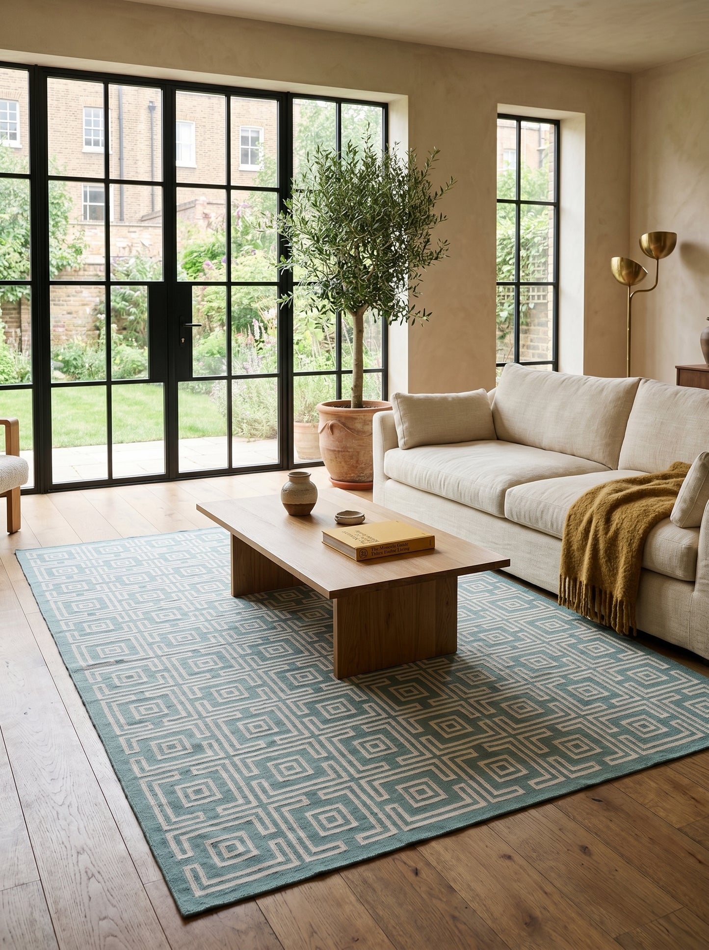Corinthian Maze Sage Green Geometric Flatweave Area Rug