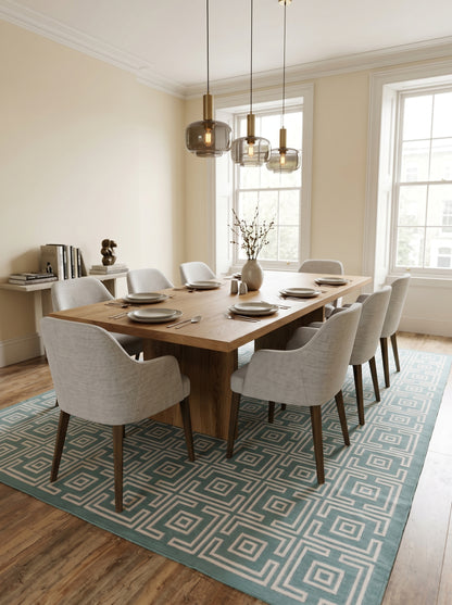 Corinthian Maze Sage Green Geometric Flatweave Area Rug