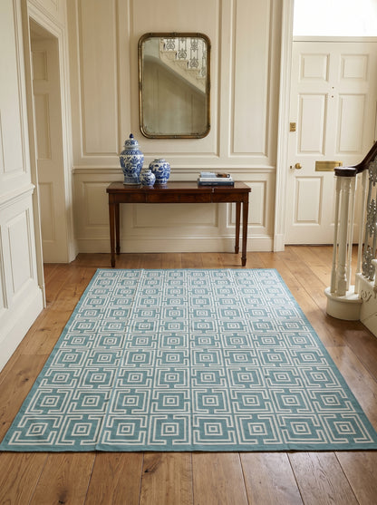 Corinthian Maze Sage Green Geometric Flatweave Area Rug