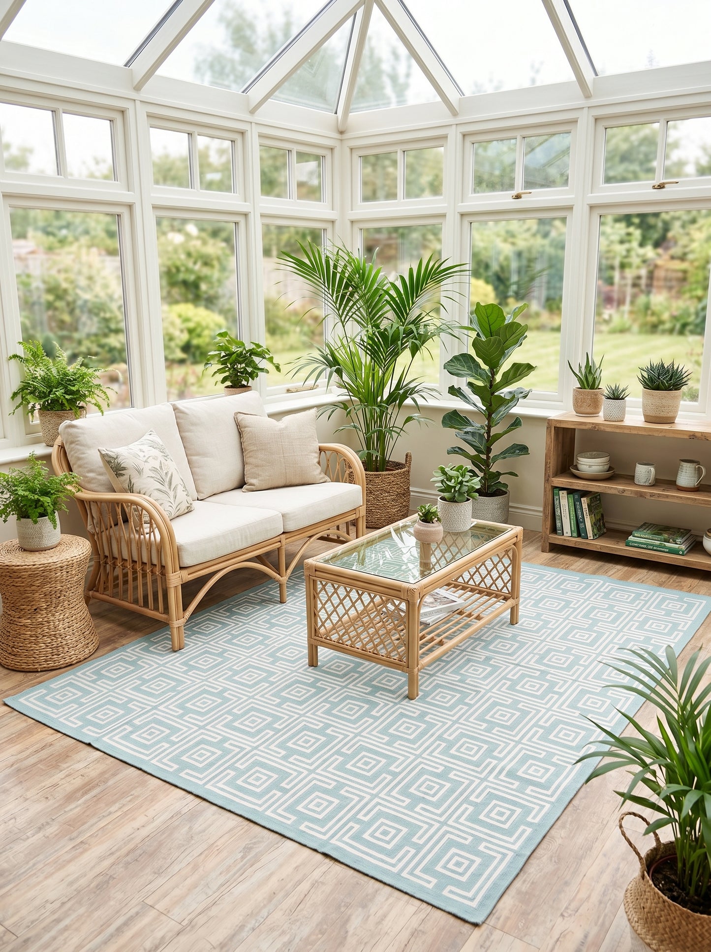 Corinthian Maze Sage Green Geometric Flatweave Area Rug