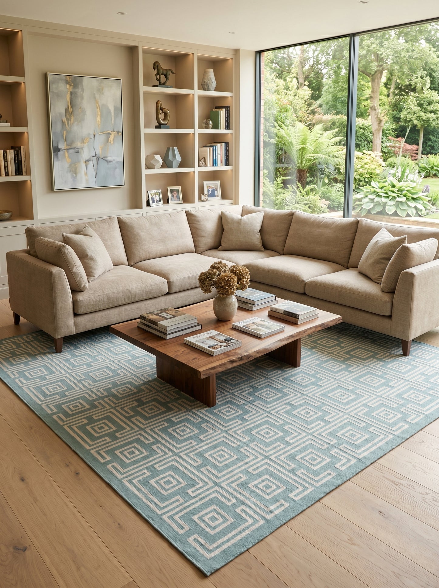 Corinthian Maze Sage Green Geometric Flatweave Area Rug