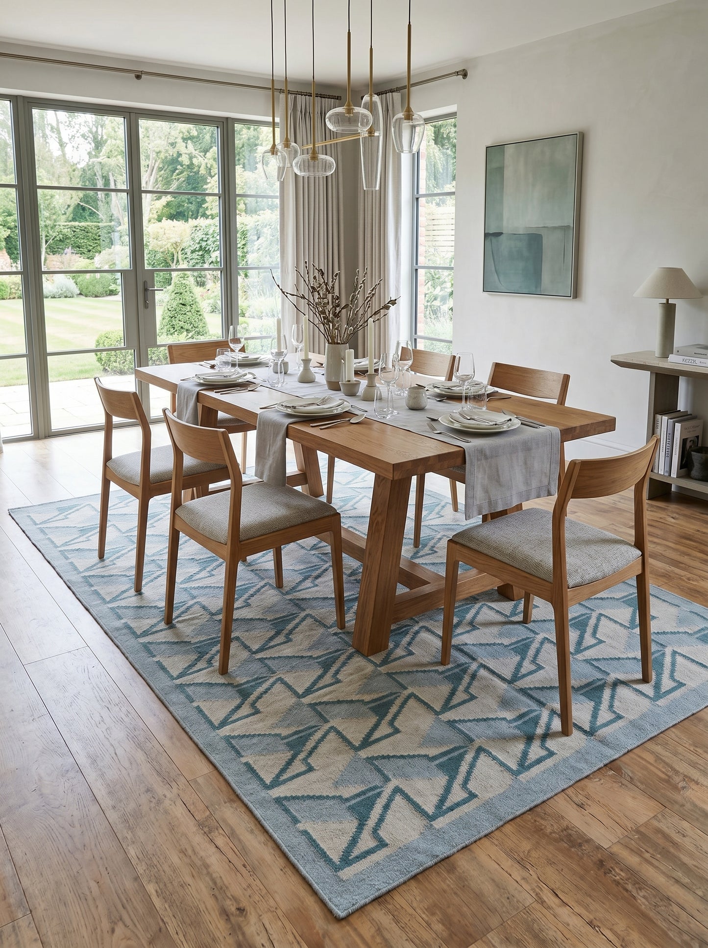 Modern Optical Illusion Area Rug, Blue and Grey Flatweave rug