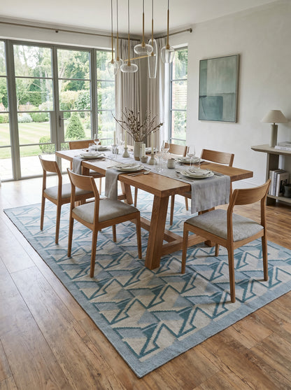 Modern Optical Illusion Area Rug, Blue and Grey Flatweave rug
