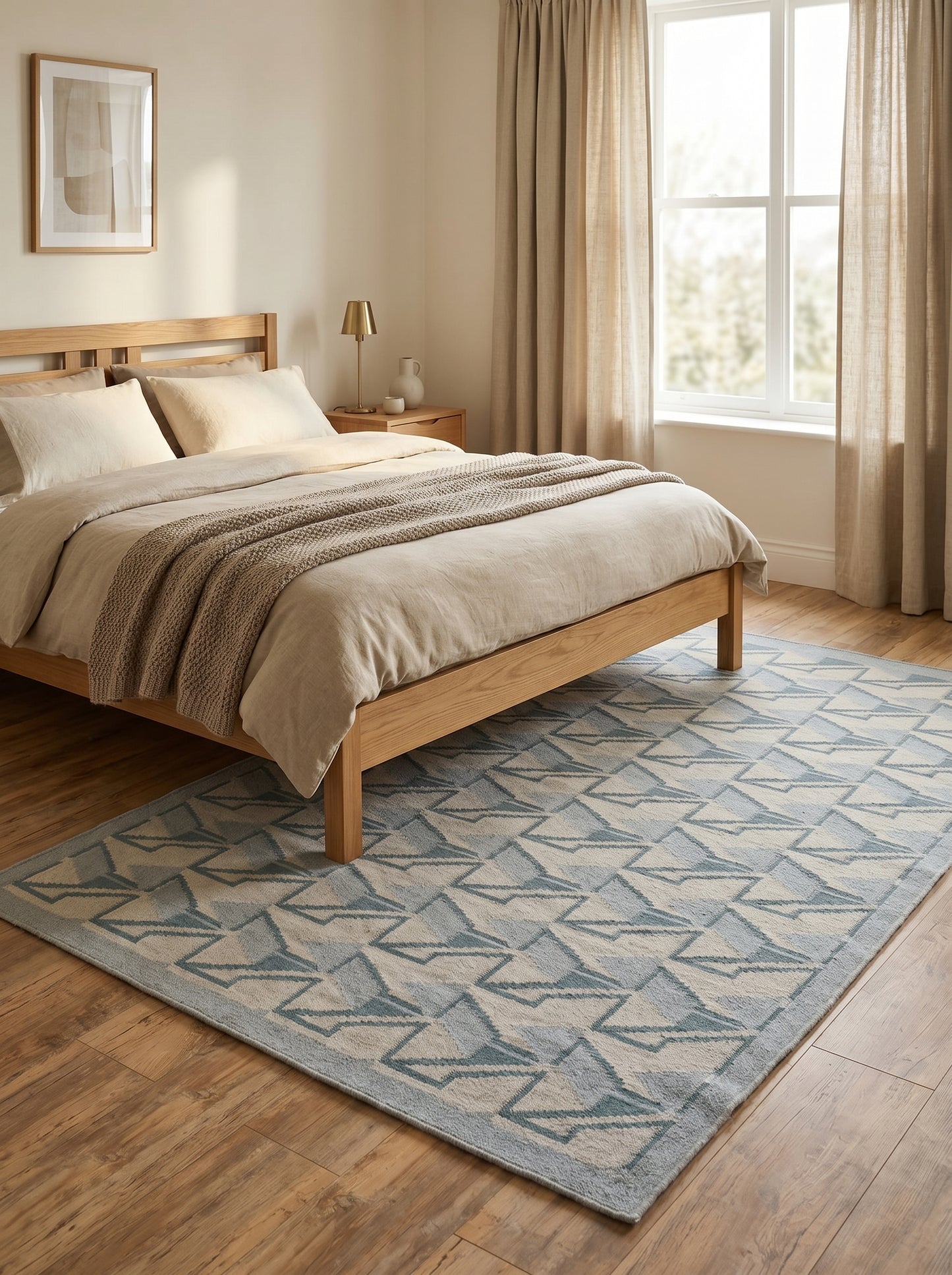 Modern Optical Illusion Area Rug, Blue and Grey Flatweave rug