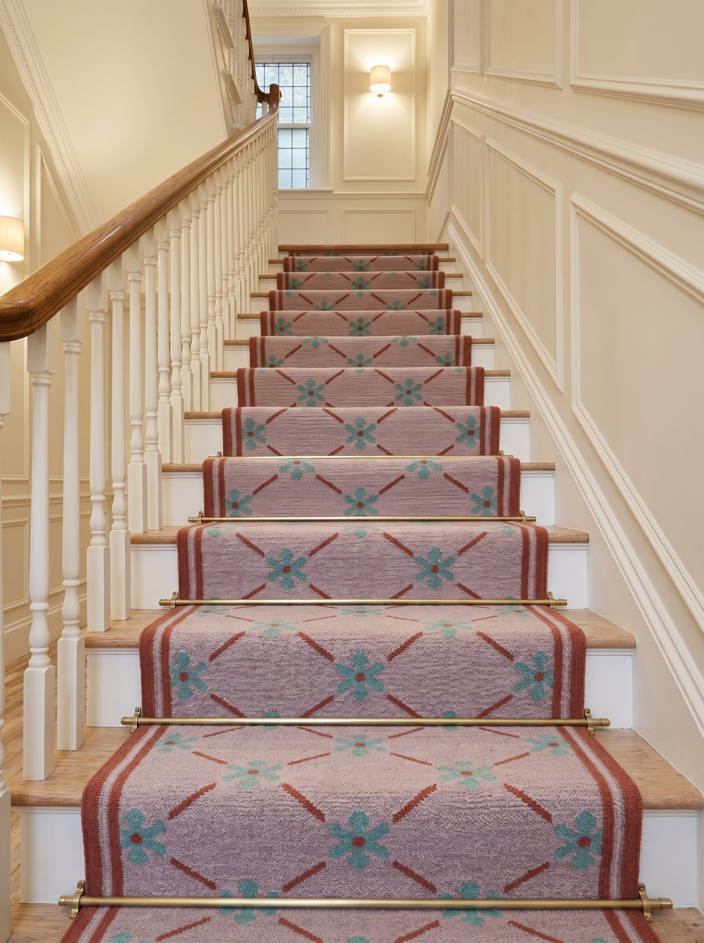 Blush Meadow Pastel Pink and Mint Floral Wool Cotton Dhurrie Rug