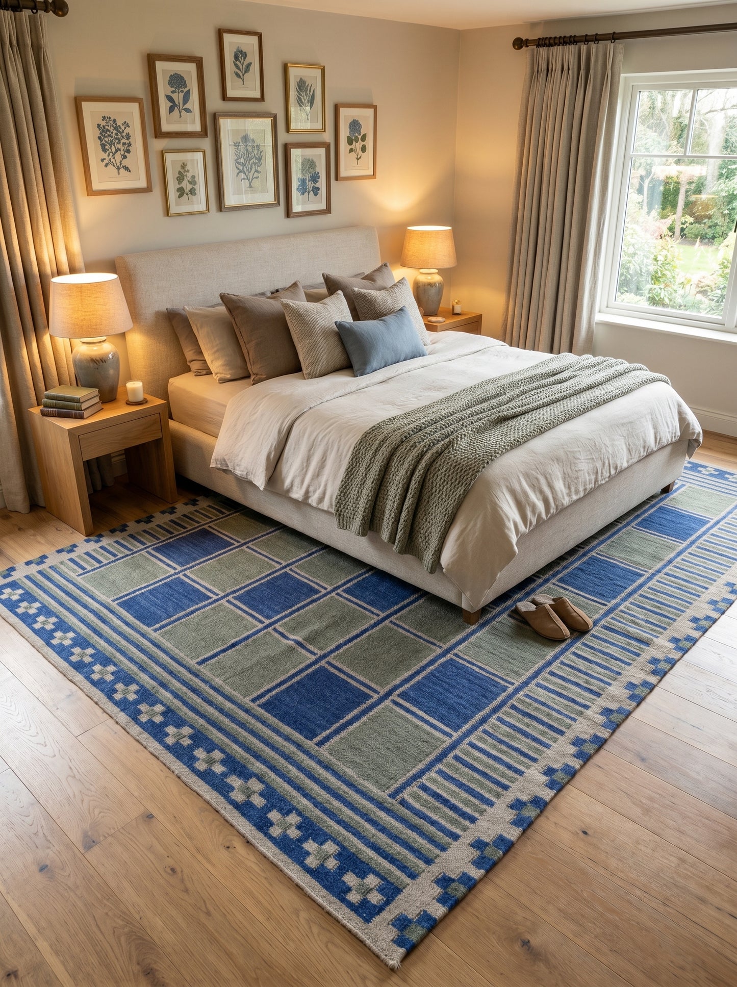 Nomad Block Pattern Geometric Wool Cotton Dhurrie Rug