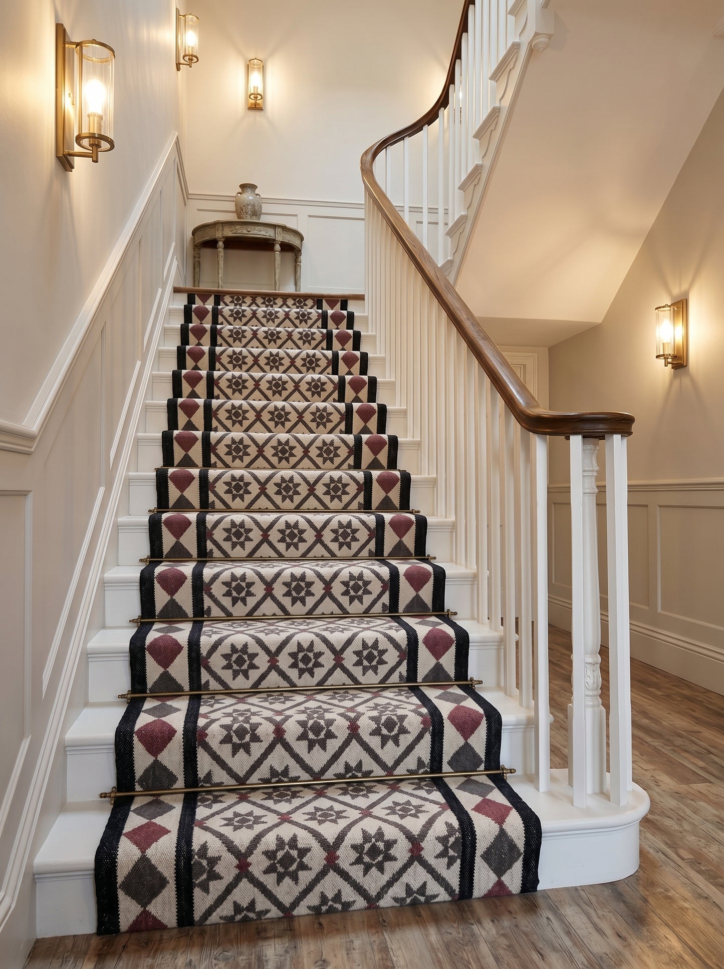 Midnight Star Lattice Charcoal Grey and Mauve Cotton Wool Dhurrie Rug