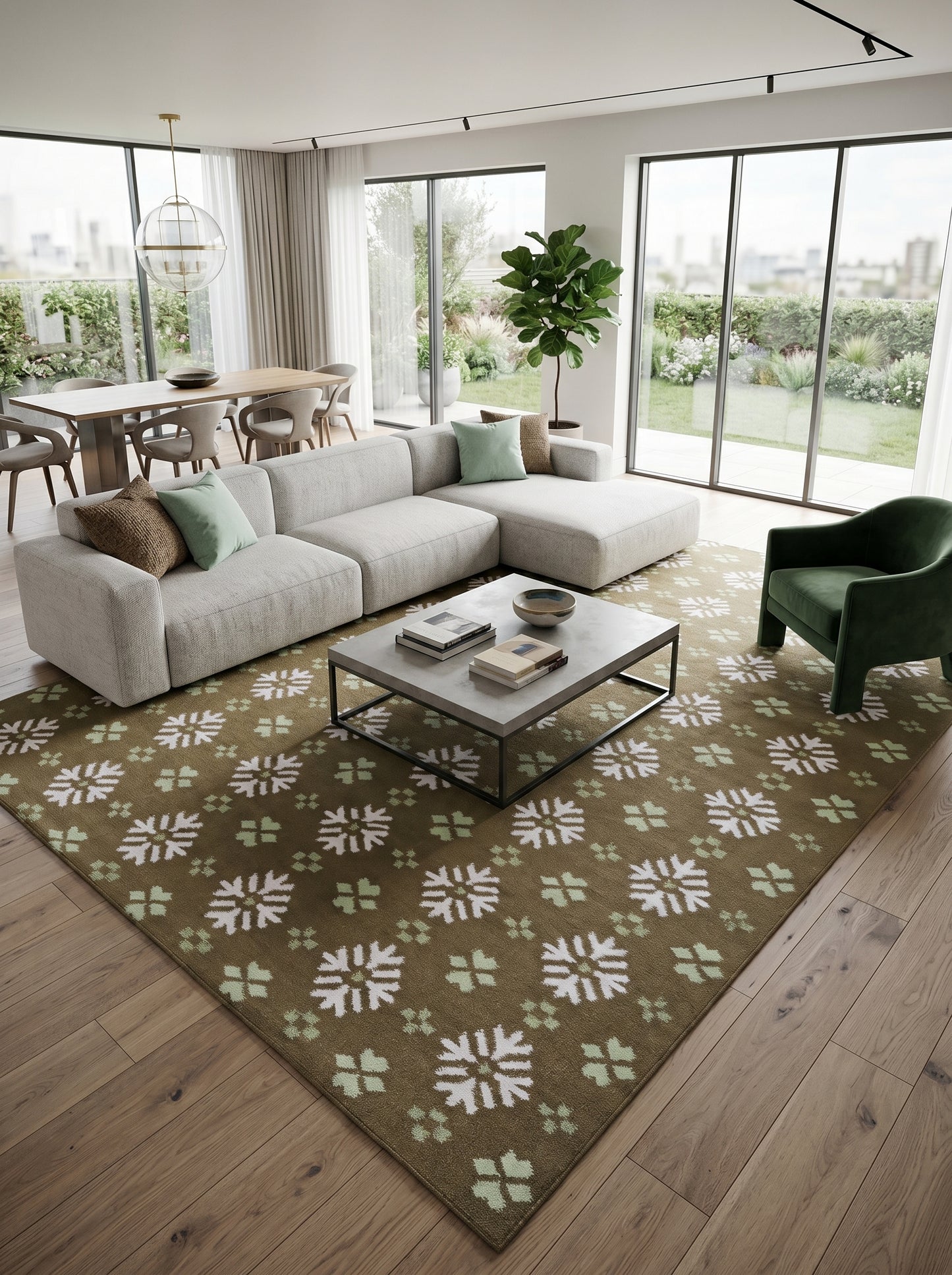 Taupe Winter Blossom Handwoven Earth Tone Rug