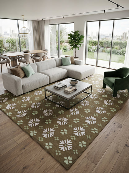 Taupe Winter Blossom Handwoven Earth Tone Rug