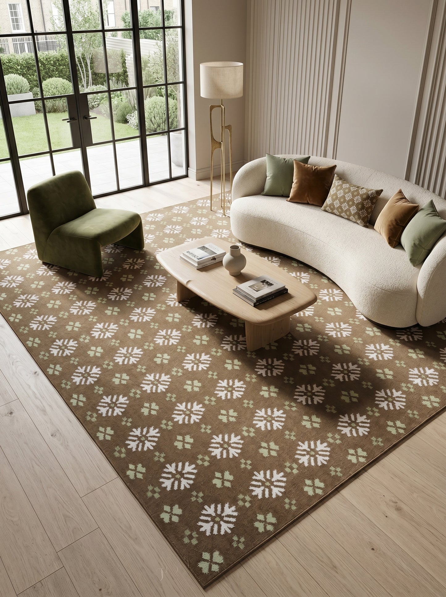 Taupe Winter Blossom Handwoven Earth Tone Rug