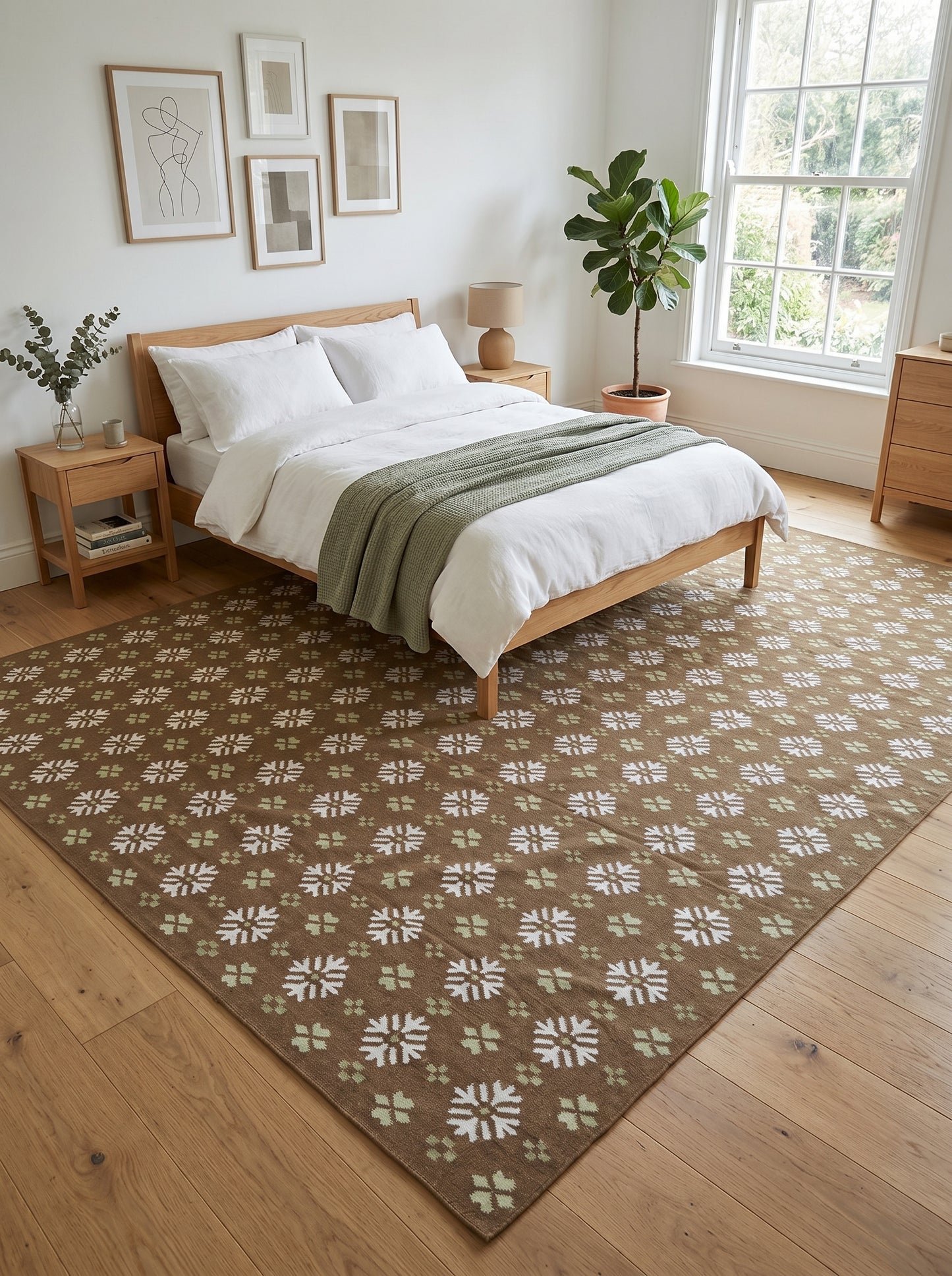 Taupe Winter Blossom Handwoven Earth Tone Rug