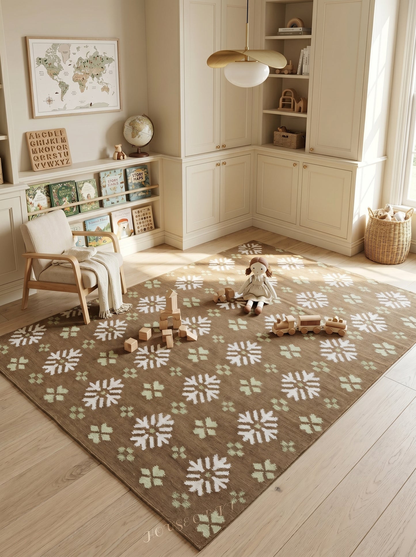 Taupe Winter Blossom Handwoven Earth Tone Rug