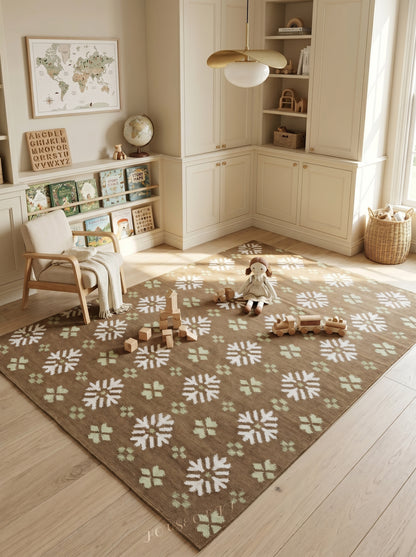 Taupe Winter Blossom Handwoven Earth Tone Rug