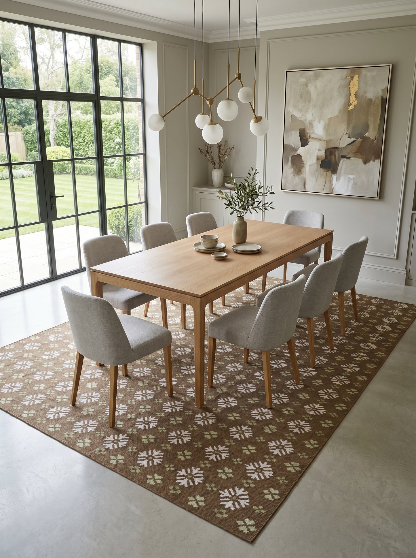Taupe Winter Blossom Handwoven Earth Tone Rug