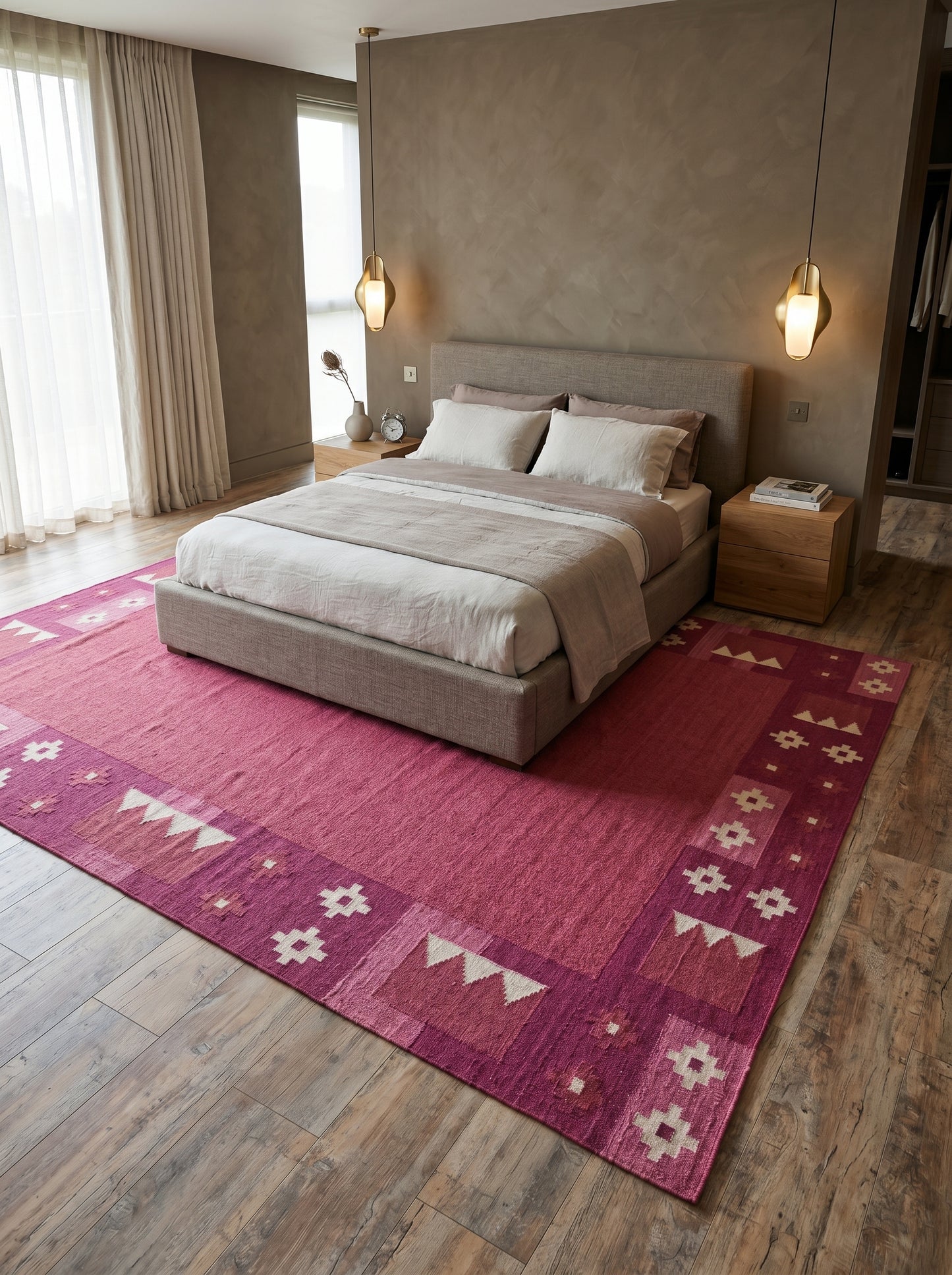 Slate Nordic Pixel Modern Pastel Blue & Cream Wool Cotton Dhurrie Rug