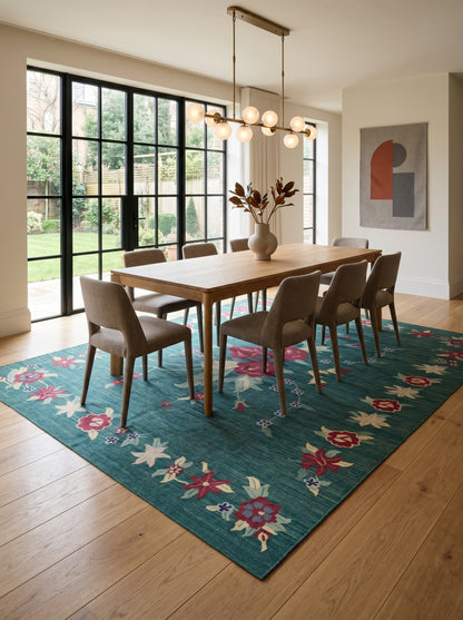 Emerald Rose Estate Handwoven Victorian Style Rug