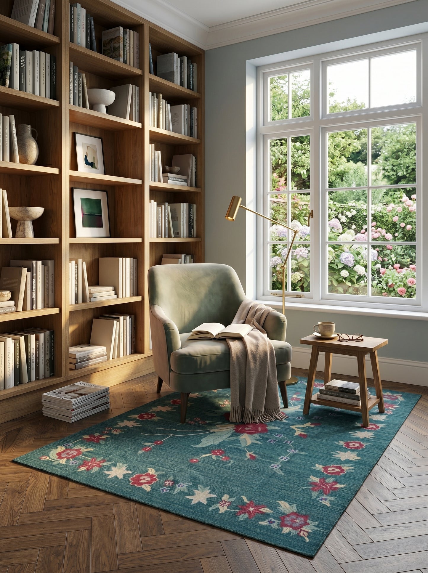Emerald Rose Estate Handwoven Victorian Style Rug