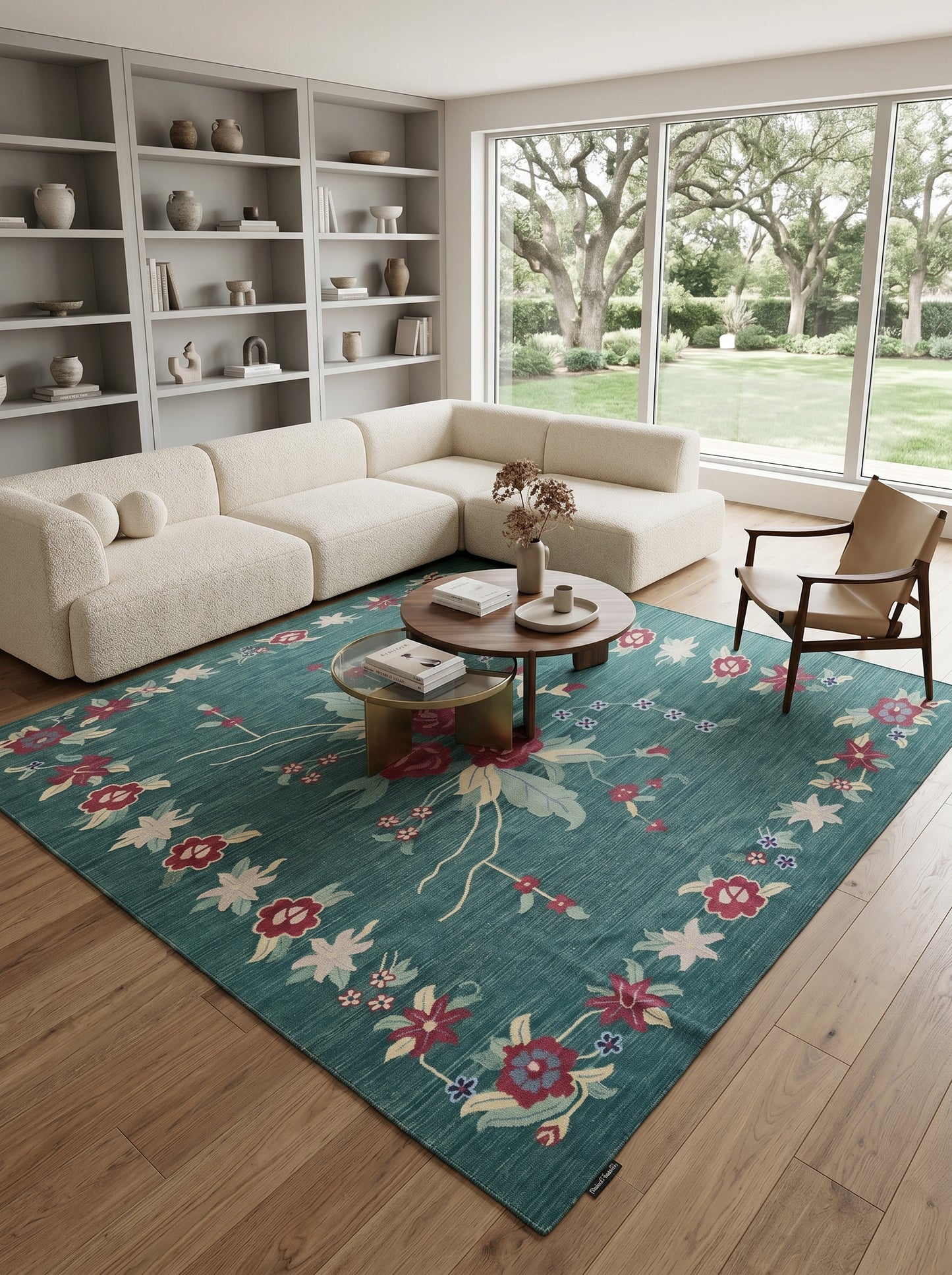 Emerald Rose Estate Handwoven Victorian Style Rug