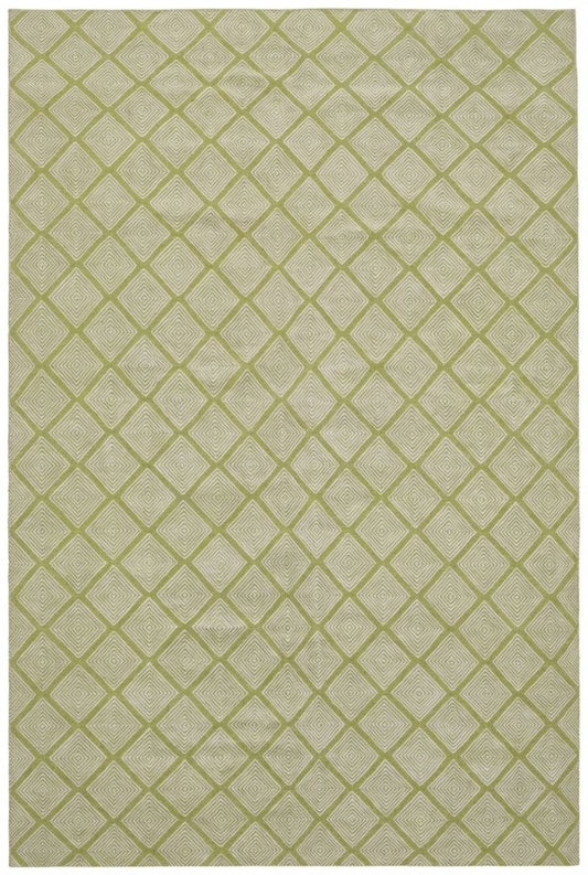 Handloom Wool Rug in Rhombus Lattice Rug