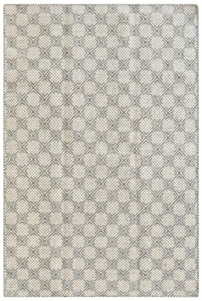 Traditional Diamond Lattice Design, Textured Check Wool Carpet