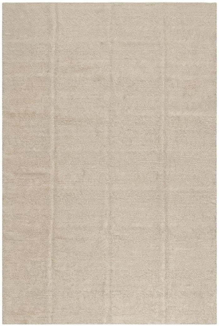 Neutral Beige Chevron Pattern Wool Carpet
