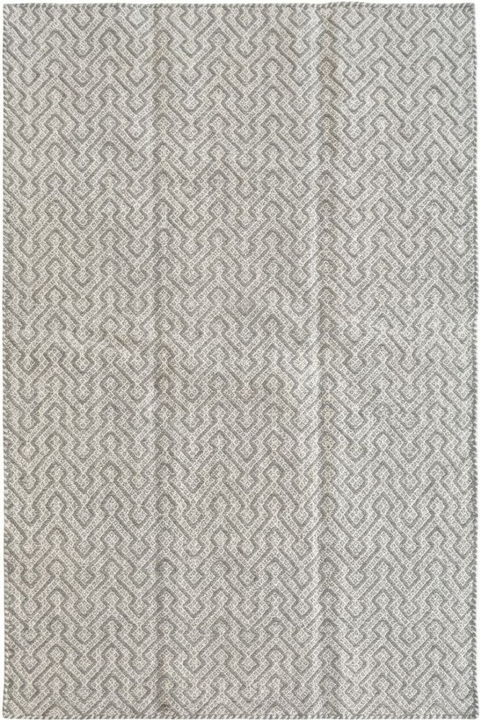 Modern Minimalist Maze Design Handwoven Wool Area Rug