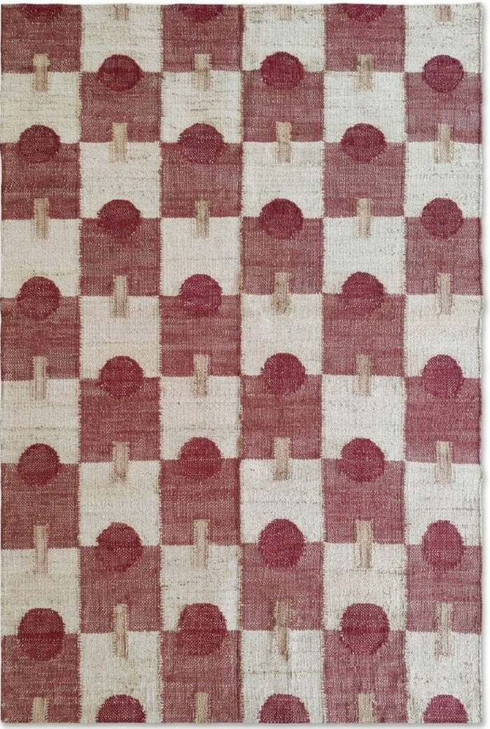 Hand-Woven Clover Trellis Dhurrie - Organic Natural Fiber jute rug