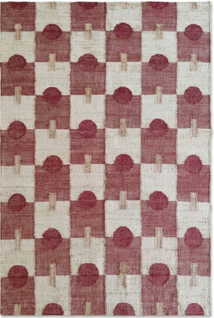 Hand-Woven Clover Trellis Dhurrie - Organic Natural Fiber jute rug