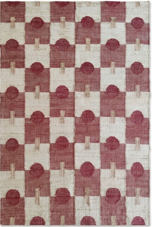 Hand-Woven Clover Trellis Dhurrie - Organic Natural Fiber jute rug