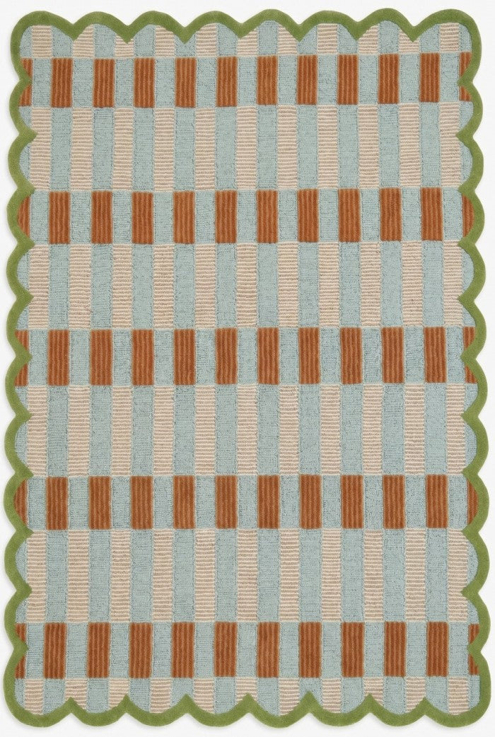 Sage Meadow Scallop Luxury Hand-Tufted Wool Rug