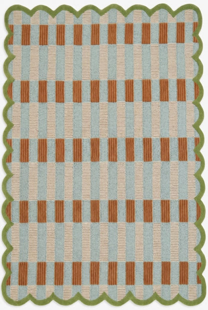 Sage Meadow Scallop Luxury Hand-Tufted Wool Rug