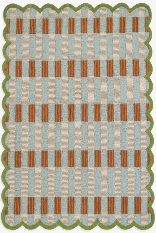 Sage Meadow Scallop Luxury Hand-Tufted Wool Rug